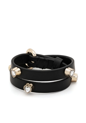 RED(V) buckle-fastening leather bracelet - Black