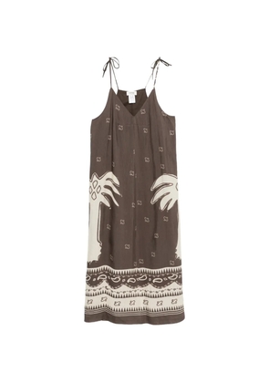 Ottod'Ame palm-tree print midi dress - Brown