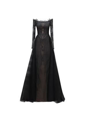 Gemy Maalouf off-shoulder long-sleeves maxi dress - Black