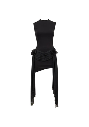 David Koma drape floral-embellishment mini dress - Black