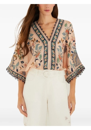 FARM Rio floral V-neck blouse - Pink