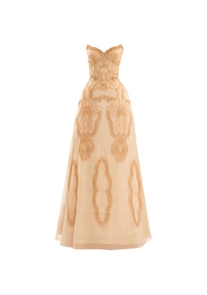 Gemy Maalouf strapless embroidered maxi dress - Neutrals