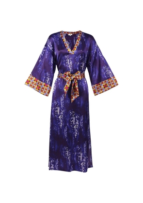 Karma Of Charme floral V-neck belt coat - Purple
