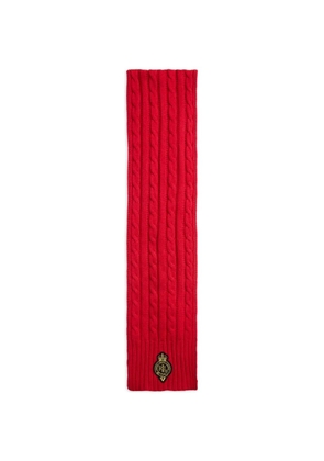 Lauren Ralph Lauren cable-knit logo-patch scarf - Red