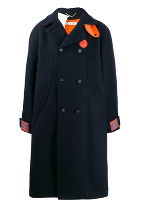 Off-White double breasted midi coat - Blue