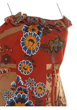 John Galliano Pre-Owned floral ruffled top - Orange