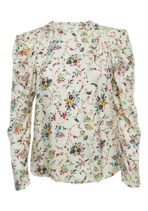 MARANT ÉTOILE puff-sleeve floral blouse - Neutrals