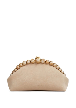 Cult Gaia Una suede clutch bag - Neutrals