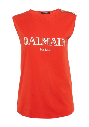 Balmain Pre-Owned logo-print t-shirt - Red