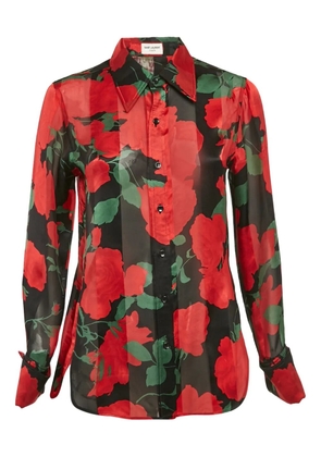 Saint Laurent Pre-Owned floral-print shirt - Black