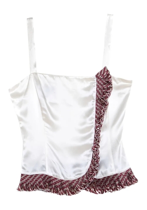 Emporio Armani Pre-Owned ruffle-trim silk top - Neutrals