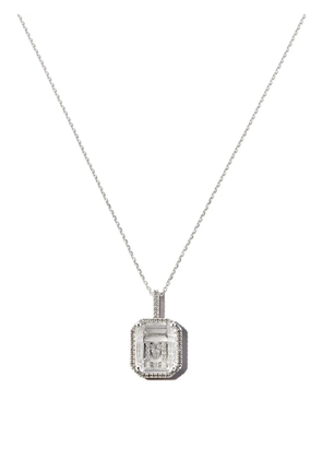 Mateo 14kt white gold M Initial diamond frame pendant necklace - Silver