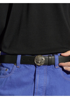 Versace logo-buckle leather belt - Black