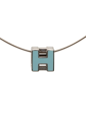 Hermès Pre-Owned 2010-2026 Palladium Plated Lacquered Cage D H Pendant Necklace costume necklace - Blue