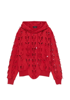 JUNTAE KIM laser slashed hoodie - Red