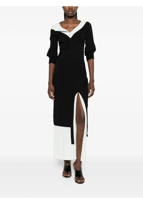 The Attico off-shoulder layered maxi dress - Black