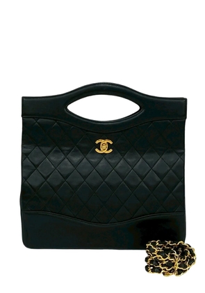 CHANEL Pre-Owned 1989-1991 Small Shiny Lambskin 31 Shopping Bag satchel - Black