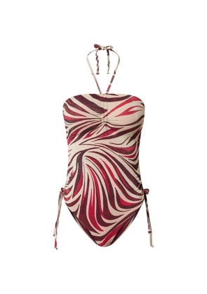 TWINSET zebra-print lurex swimsuit - Pink