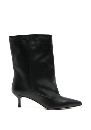 Gisel Moire Dana pointed-toe kitten-heel boots - Black