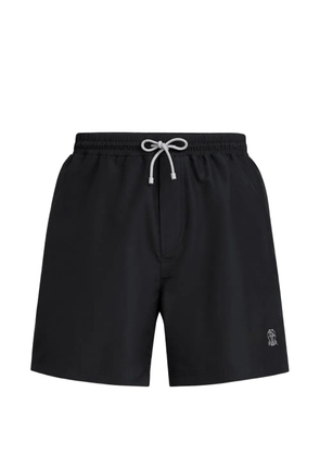 Brunello Cucinelli embroidered-logo swim shorts - Black