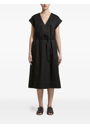 Peserico tied-waist V-neck midi dress - Black