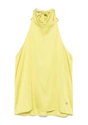 Akep attached-scarf satin top - Green