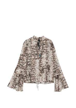 PINKO snakeskin-print flared-sleeve shirt - Neutrals