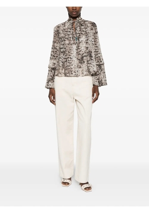 PINKO snakeskin-print flared-sleeve shirt - Neutrals