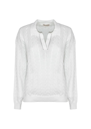 Purotatto v-neck polo top - White