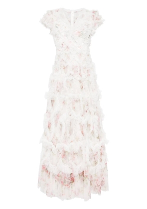 Needle & Thread Paradise Garden ruffle-detail dress - White