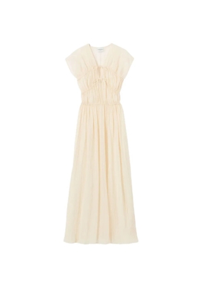 Claudie Pierlot tie-detail gathered maxi dress - Neutrals