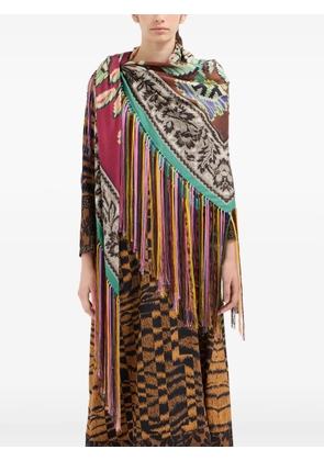 Pierre-Louis Mascia patterned fringed scarf - Red