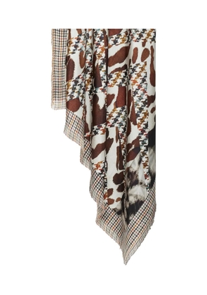 Pierre-Louis Mascia houndstooth-animal print scarf - Neutrals