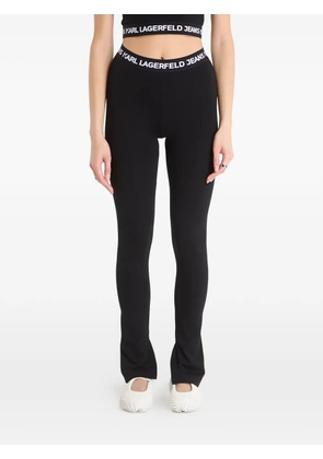 Karl Lagerfeld Jeans Milano logo-waistband split-cuff leggings - Black