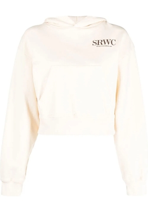 Sporty & Rich logo-print cotton hoodie - Neutrals