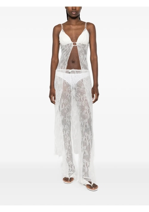 Oséree lace drawstring palazzo pants - White
