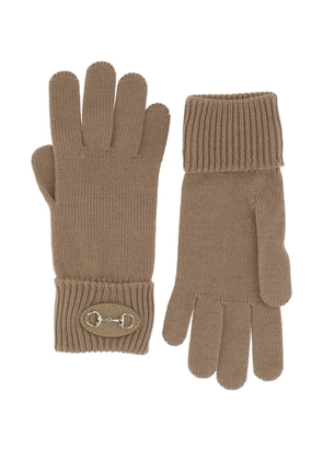 Gucci Horsebit ribbed gloves - Neutrals
