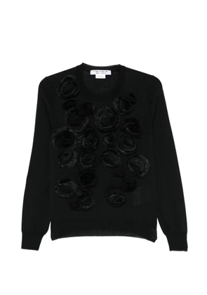 Comme Des Garçons Comme Des Garçons flower-appliqué sweater - Black