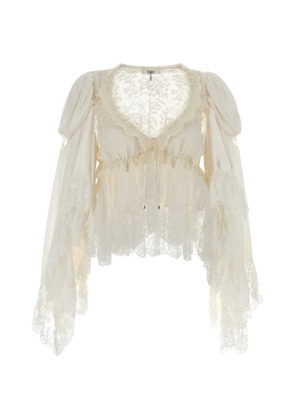 Chloé floral-lace satin blouse - White