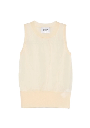 ALPHA STUDIO sheer crew neck top - Neutrals