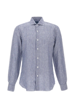 Barba striped linen shirt - Blue