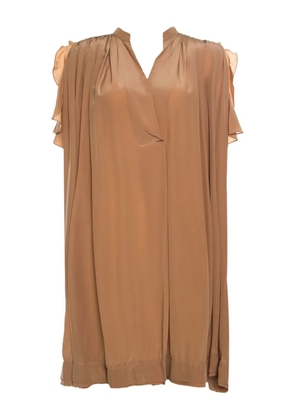 Chloé Pre-Owned ruffled silk dress - Brown