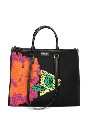 MY BEST BAG Atena Ethology floral fish tote bag - Black