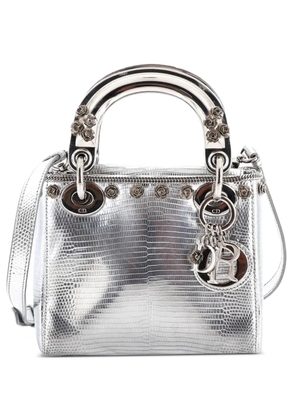 Christian Dior Pre-Owned Lady Dior Bag Lizard with Metal Applique Mini satchel - Metallic