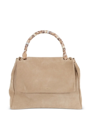 Orciani Sveva floral-handle tote bag - Neutrals