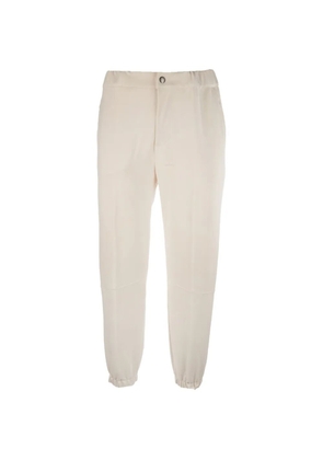 Kired button-fastening elasticated-hem trousers - White