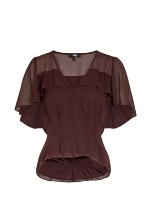 PAIGE ruffled flutter-sleeve blouse - Brown
