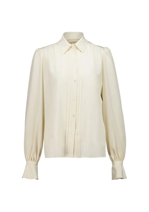Valentino Garavani pintuck-detail puff-sleeve blouse - Neutrals