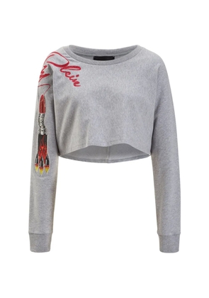 Philipp Plein lettering cropped sweatshirt - Grey