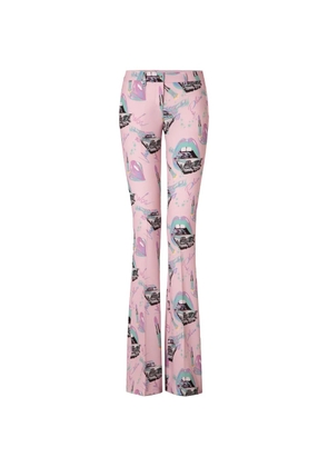 Philipp Plein graphic-print flared trousers - Pink